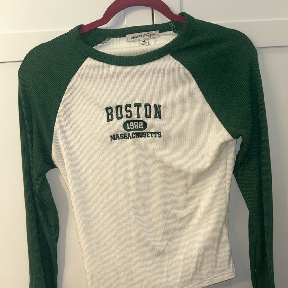 Green and White Boston 1982 Long Sleeve Shirt